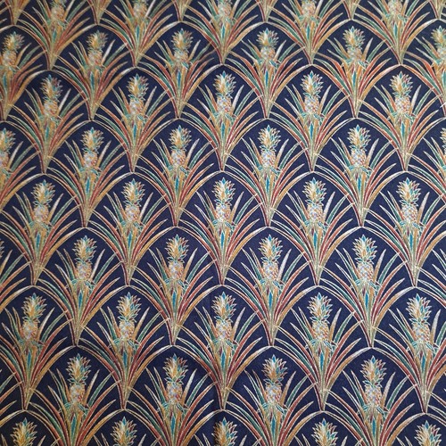 Vintage Art Deco Pineapple Black Cotton Fabric 52" X 40" Gold Metallic Accent  - Bild 4 von 6