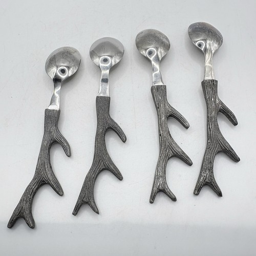 Stainless Steel Teaspoons With Antler Shaped Handles Set Of 4 - Picture 6 of 7