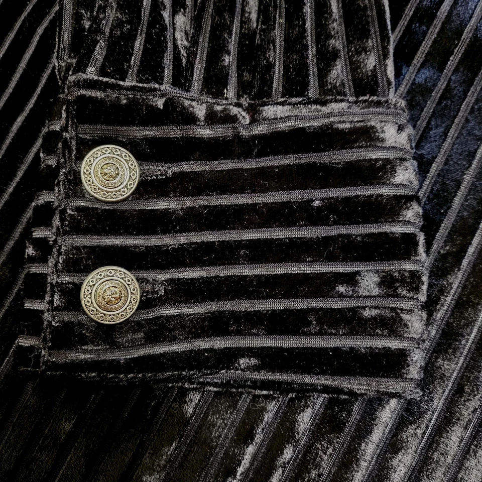 Винтажная рубашка 70-х United Garment Group James Lord Black Velvet Burnout в полоску размер XL - Изображение 4 из 4