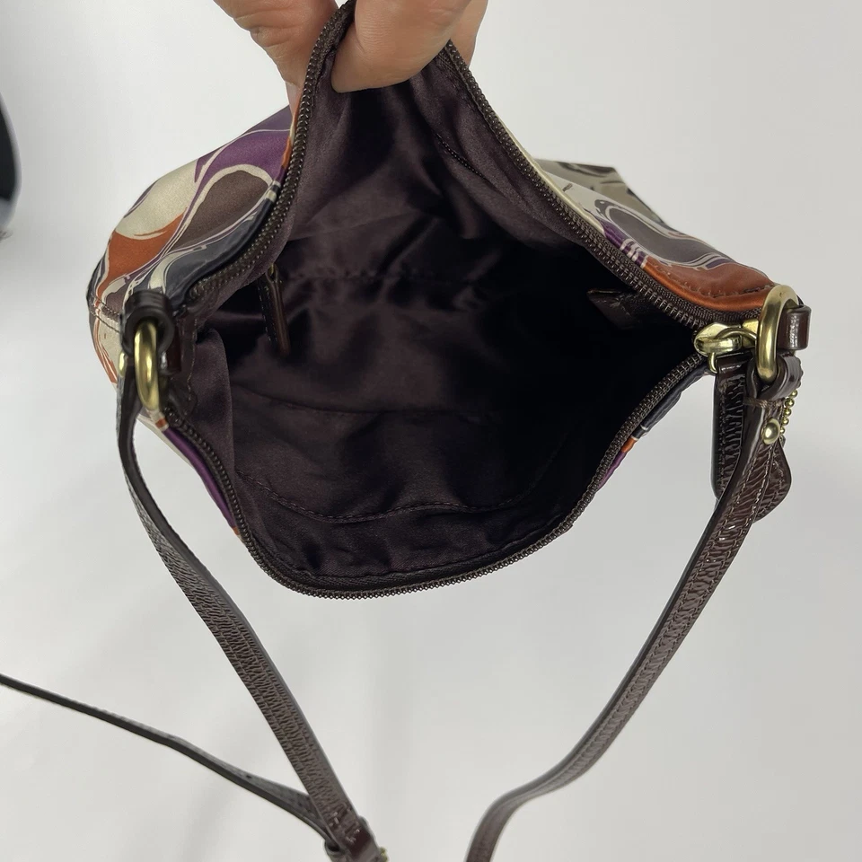 Bolsa de mão COACH de couro marrom bolsa de ombro Ashley cachecol assinatura - Imagem 4 de 4