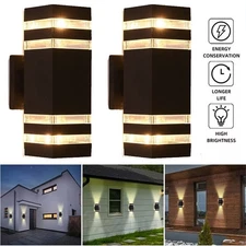 2PKS Modern Exterior LED Wall Light Sconce Outdoor Lights Porch Up Down Fixtures