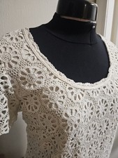 Vintage French Connection Size 12 - 80% Cotton Cream Crochet Dress - Stunning 