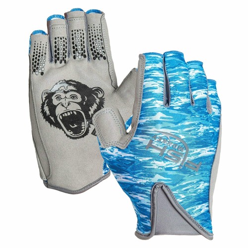 X Large Blue Water Camo Sports Gloves Non Slip Grip Quick Dry Upf 50 Protection - Picture 8 of 9