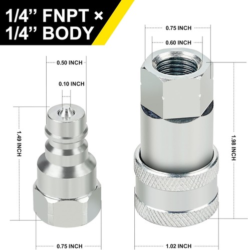 1/4'' Ag ISO 5675 Poppet Pioneer Hydraulic Quick Connect Coupler with Dust Caps - Picture 2 of 5