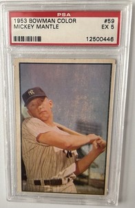 1953 Bowman Color - MICKEY MANTLE YANKEES  #59 PSA 5 