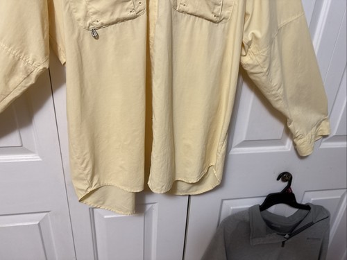 Columbia Shirt Mens Large Yellow PFG Vented Fishing Button Up Long Sleeve - Picture 7 of 14