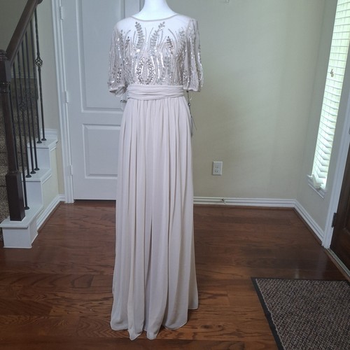 NWT Adrianna Papell Beaded Chiffon Dress Sz 4 Mother Bride Formal Evening Gown - Picture 2 of 16