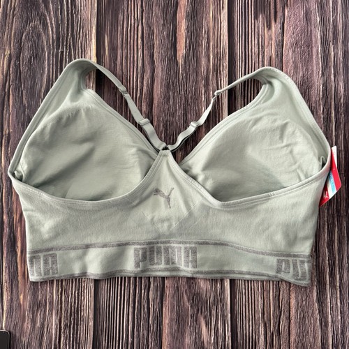PUMA Plus Size 3X Low Support Seamless DryCell Racerback Sport Bra Light Green - Picture 7 of 8