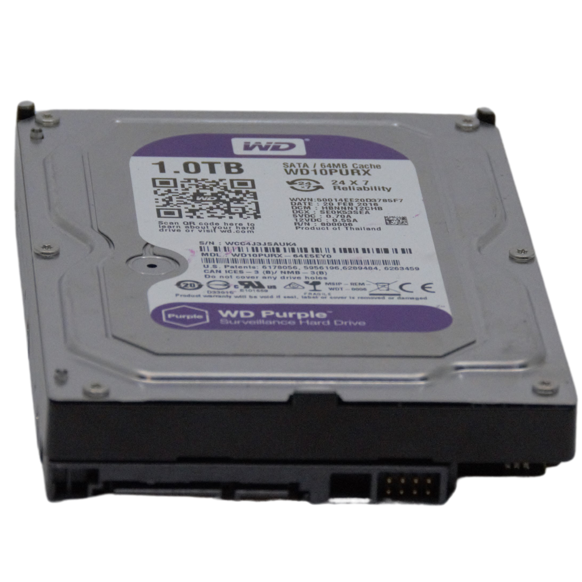 Western Digital WD10PURX 1TB Hard Drive SATA 6 Gb/s 64MB Cache 3.5