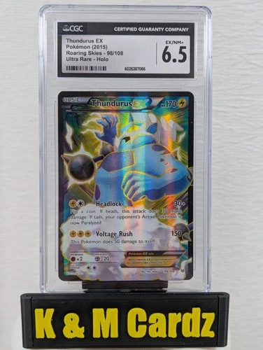 2015 Pokemon Xy Roaring Skies - Thundurus EX #98 - Full Art - Graded CGC 6.5