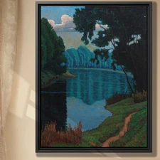 Impressionist Landscape Oil Painting Canvas Print River Nature Wall Art Decor