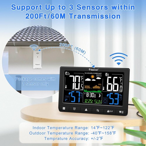 Geevon Weather Stations Wireless Indoor Outdoor with Atomic Clock, Color VA... - Picture 3 of 9