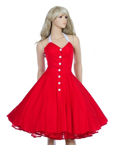 Woman 50s 60s 70s Vintage Retro TEA Dress Rockabilly Party Swing Dresses Cotton - Picture 13 of 18