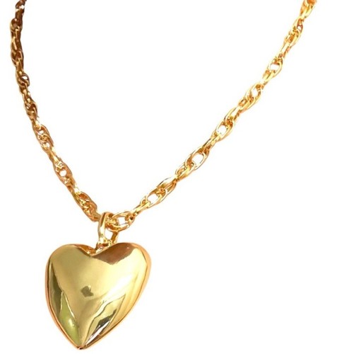 Handmade Large Gold Filled Puffy Heart Pendant Necklace , Dainty Necklace, New - Picture 3 of 4