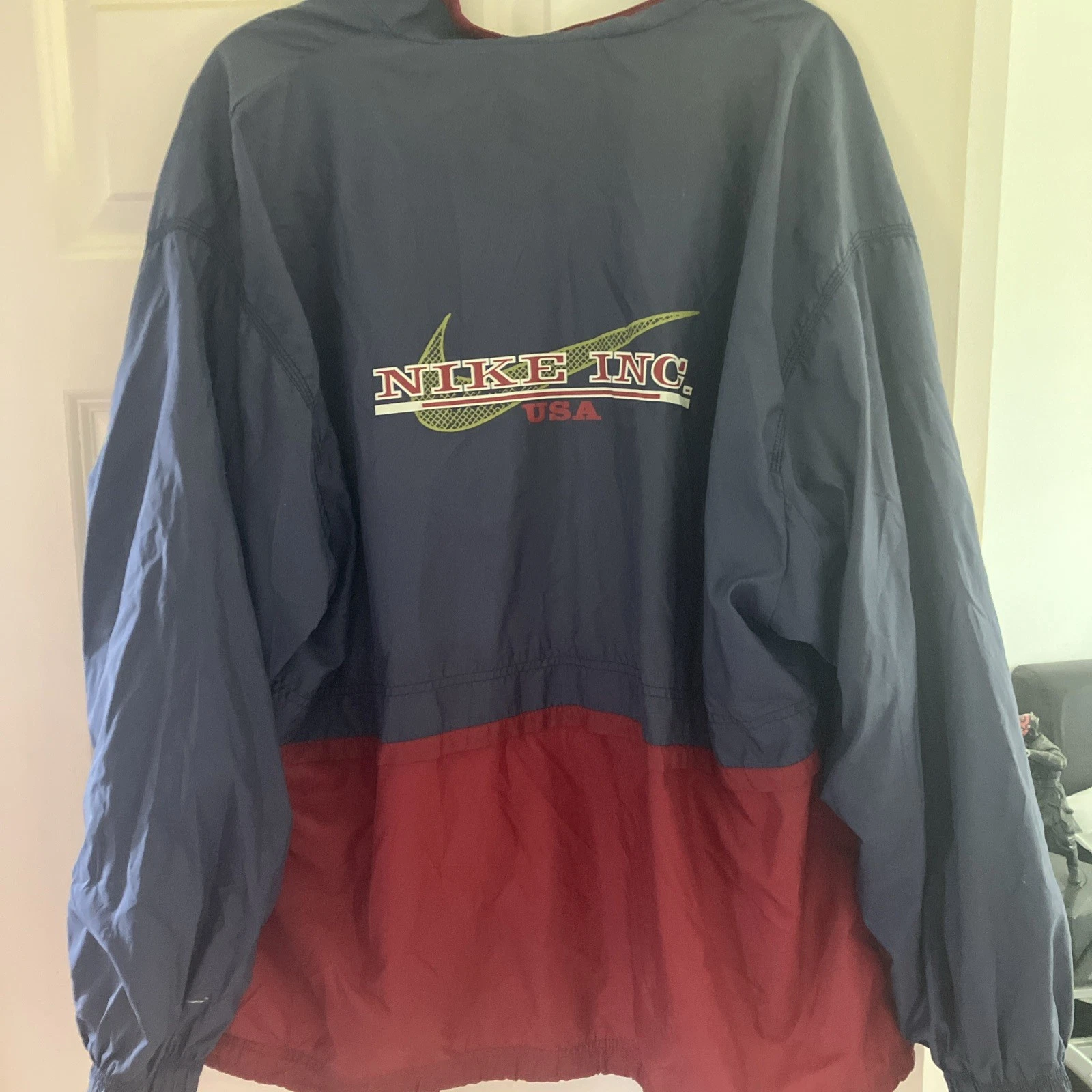 Nike USA 90s Vintage Big Logo Swoosh Windbreaker Light Jacket Size XL Blue