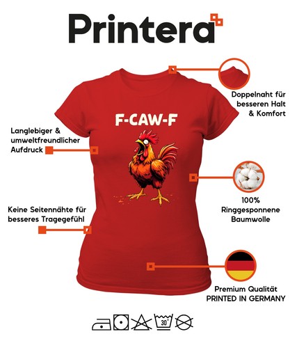 F-CAW-F Schrei Hahn lustig Humor Meme Gockel Cartoon Geschenk Damen T-Shirt - Bild 24 von 45