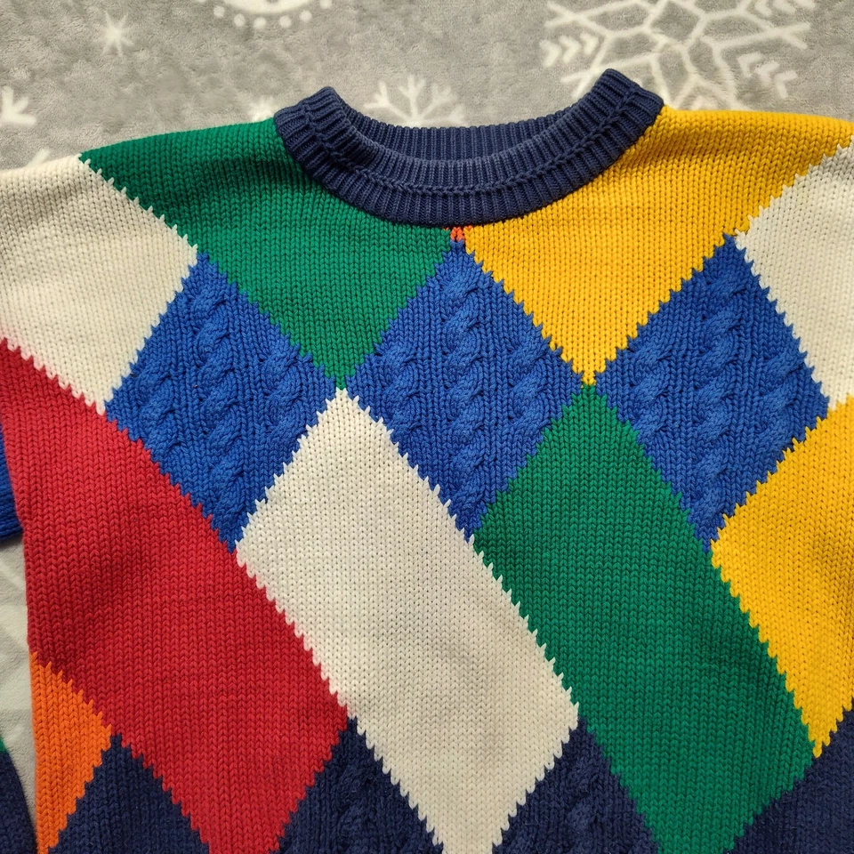 Suéter Vintage Colorido Para Hombre Pequeño Multicolor Tejido Arlequín Pullover Años 90 Foto 2 de 4