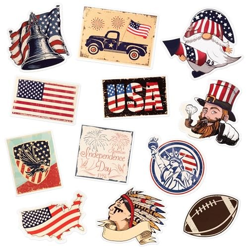 12Pcs Independence Day Refrigerator Magnets Vintage Patriotic American Flag - Picture 2 of 7