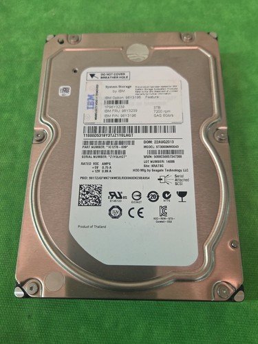 Seagate 3TB  ST3000NM004 7200 RPM SAS 6GB IBM FRU- 98Y3196 92% LIFE MEMAINING