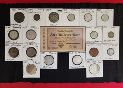 #ad #ad Epic Euro Coin Bundle 1736–1991 18 Coins Weimar 10 Million Mark Note $292.99