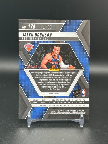 Jalen Brunson 24-25 Panini Mosaic International White Scope Prizm #19/25 SSP - Picture 2 of 3