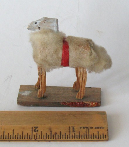 Antico bastone tedesco gamba pecora su piattaforma Erzgebirge Putz Natale vacanze - Foto 3 di 3