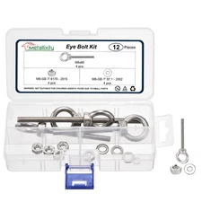 Shoulder Eye Bolt with Washers & Nuts (M6x60mm) 4Set, 316 Stainless Steel