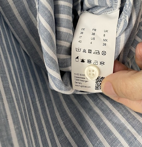 Hugo Boss Kleid Leinen Streifen Blau Weiß Gr. 36 - Bild 4 von 9