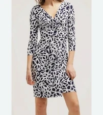 Lauren RALPH LAUREN Women’s 10 Black White Faux Wrap Sheath Dress Business Party