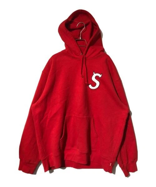 Sweat à capuche rouge logo Supreme S homme poche kangourou poids lourd