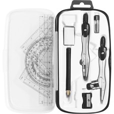 Math Geometry Kit Sets 10 Piece Student Supplies, Compass Set, Black