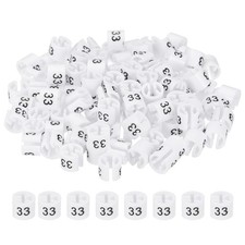 100 Pcs Clothes Hanger Markers, Number 33 Tag for Clothing Hangers, White