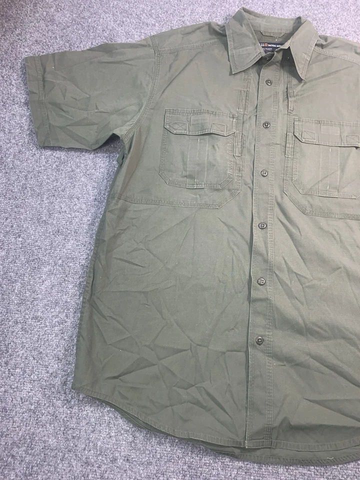 Camisa táctica 5.11 para hombre verde mediana manga corta bolsillos ventilados exterior Foto 3 de 4