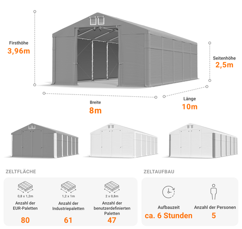 LAGERZELT 4x6-8x12m Zelthalle INDUSTRIEZELT Weidezelt Unterstand PVC WP NEU - Bild 27 von 61