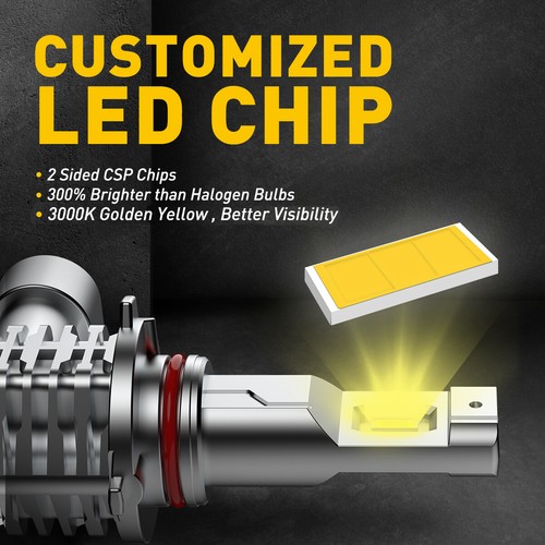 LED Fog Light Bulbs H10 9145 9140 Yellow for Ford F150 F250 F350 2004 -2021 2/4x - Picture 5 of 29
