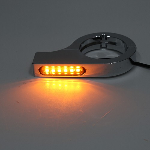 Fanale Frecce Forcella LED Cromato Moto, Colore Ambra, per Harley Touring - Foto 11 di 11
