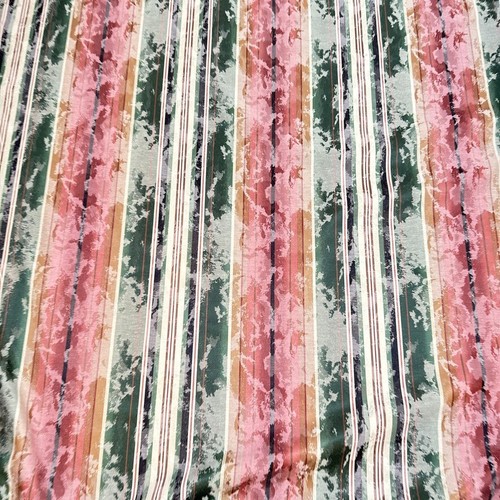 upholstery fabric blend red green stripes damask 54" 6 yards - Picture 3 of 8