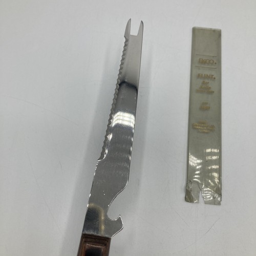 Ekco Flint Bar Knife Double Edge Cutter Wood Handle Stainless Vanadium USA - Picture 2 of 5
