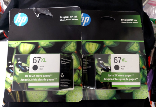 Menge 2 Original HP 67XL Schwarz Tintenpatrone 3YM57AN Ablaufdatum 2026 Neu & Versiegelt