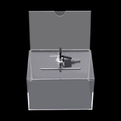 12PCS Acrylic Suggestion Boxes Clear Acrylic Donation Box Ballot Box with Lock - Picture 8 of 12