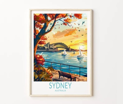 Sydney City Travel Poster, Sydney Australia Travel Art Poster - Picture 3 of 3