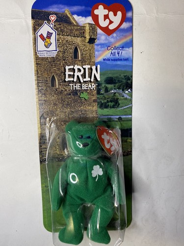 Erin The Bear - 1997 McDonalds Ty Beanie Baby w/ Rare Errors 1993 OakBrook  - Picture 2 of 5