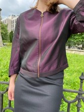 Vintage 90s Versace Jeans Couture Purple Zip Jacket Women M Italy Rare Designer