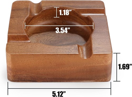 Posacenere per sigari in legno di noce raffinato con 4 portasigari - ideale per gli amanti del whisky - Foto 5 di 8