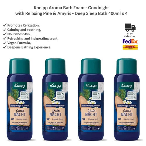 Kneipp Goodnight Vegan Bath Foam with Calming Pine Extract - Deep Sleep 4x400ml