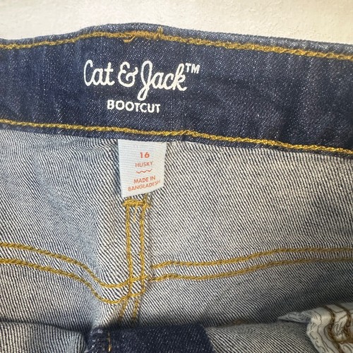Cat & Jack Bootcut Boys Jeans Dark Wash Size 16 Husky Youth relaxed fit - Picture 4 of 8