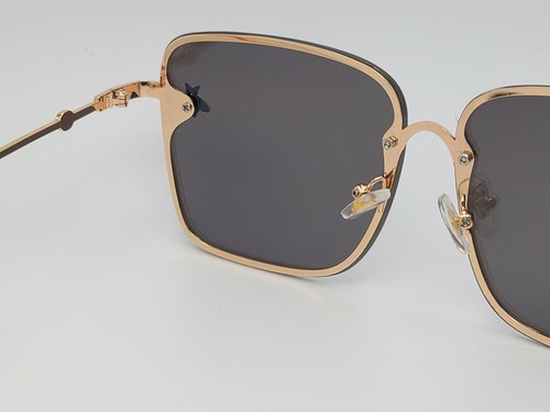 Blue Med Rectangle Unisex Luxury Sunglasses Vintage Punk Bright Blue - Picture 7 of 8