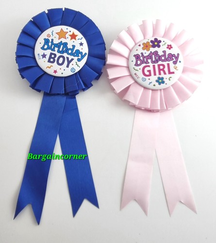 Birthday Girl Boy Award Ribbon Rosette Badge Pin Children Birthday Honour Badge  - Picture 18 of 21