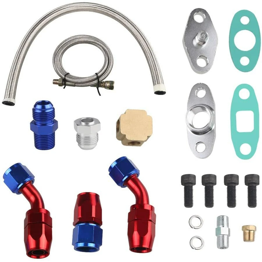 T3 Flange 4 Bolt GT35 GT3582 A/R .70 600+HP Turbocharger+Oil Return Feed Line - Изображение 2 из 4