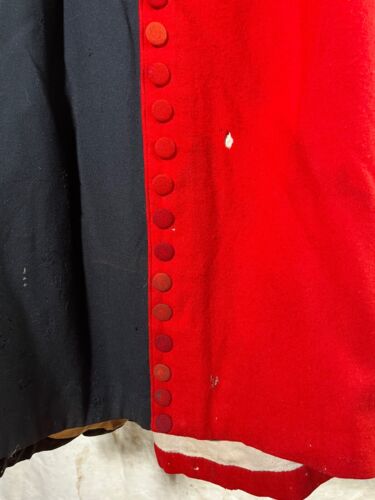 Antique French Theater Costume - Red & Black Wool Dress/ Robe 1930s - Picture 5 of 14